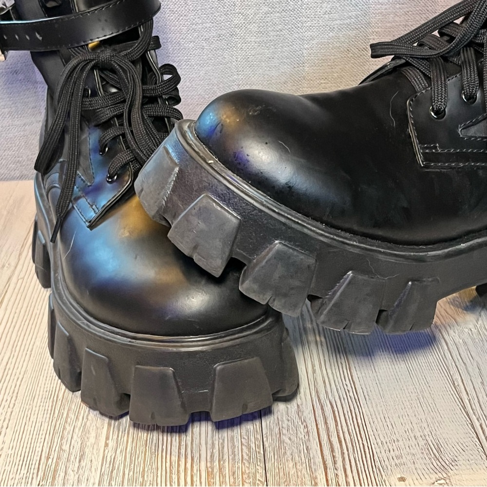 Chunky Black Combat Boots - Picture 4 of 7